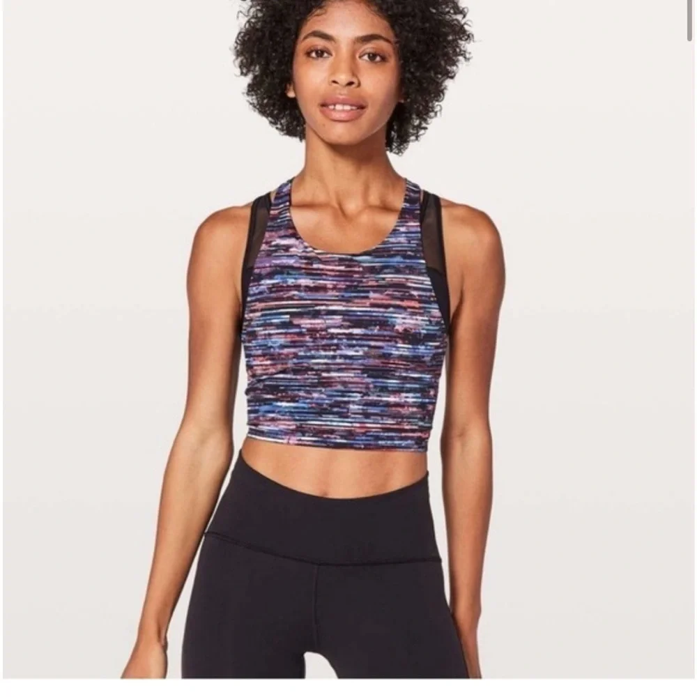 Lululemon Break Free Tank *Nulux Hinshu Alpine White Multi / Black Size 6